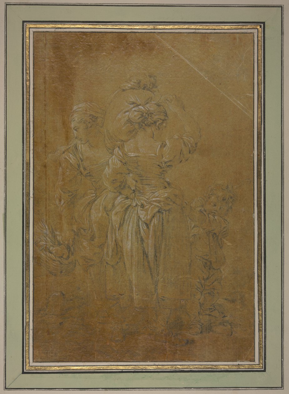 Duas camponesas com dois rapazes de François Boucher