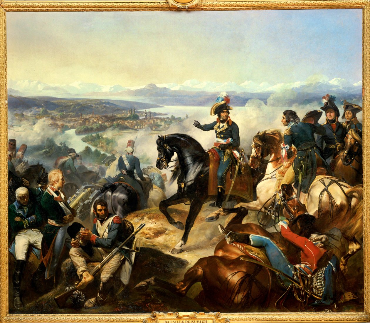 Batalha de Zurique ganha pelo general Massena em 23 de setembro ... de Francois Bouchot