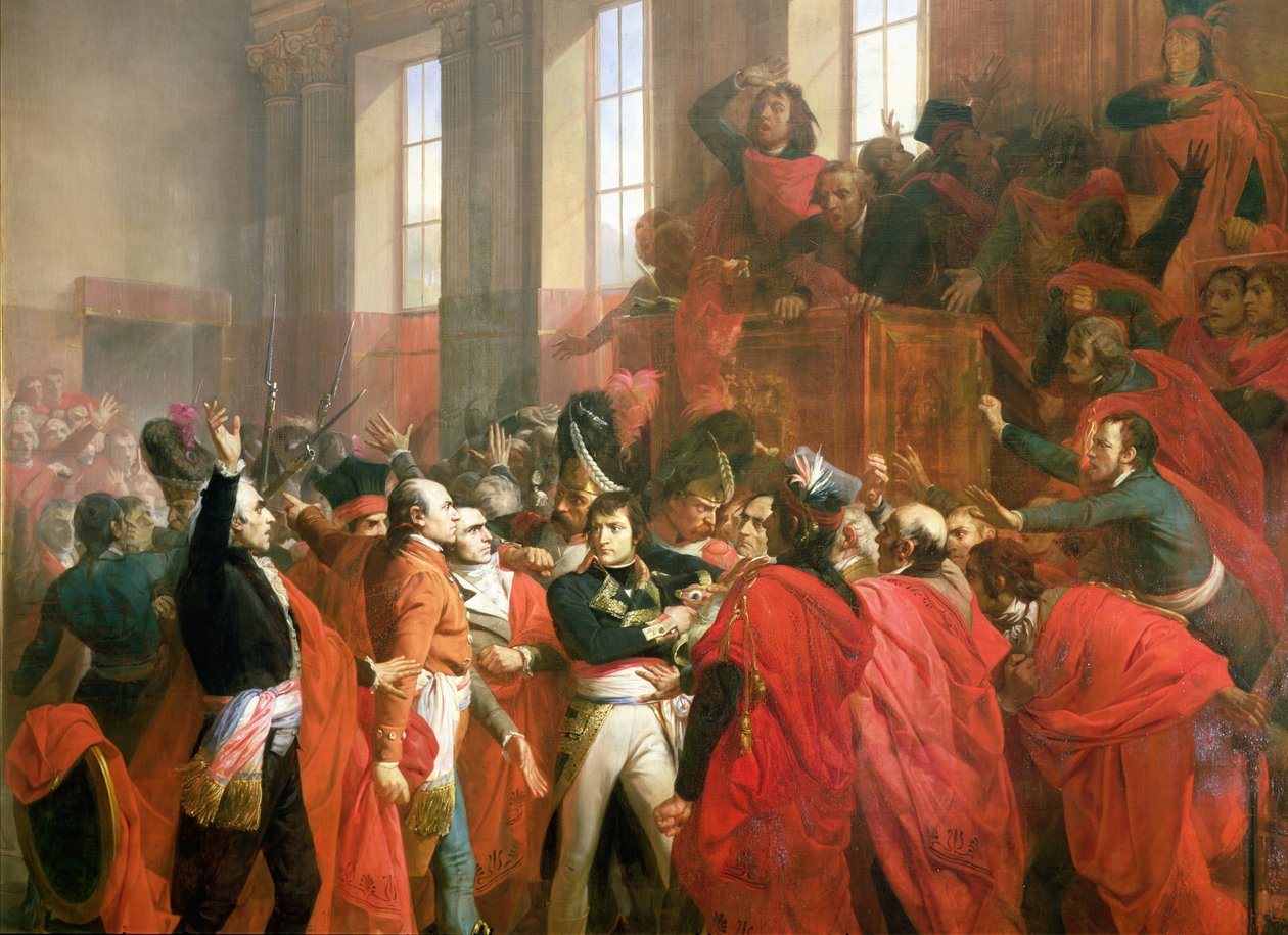 Bonaparte e o Conselho dos Quinhentos em St. Cloud, 10 de novembro de 1799, 1840 (detalhe de 50509) de Francois Bouchot
