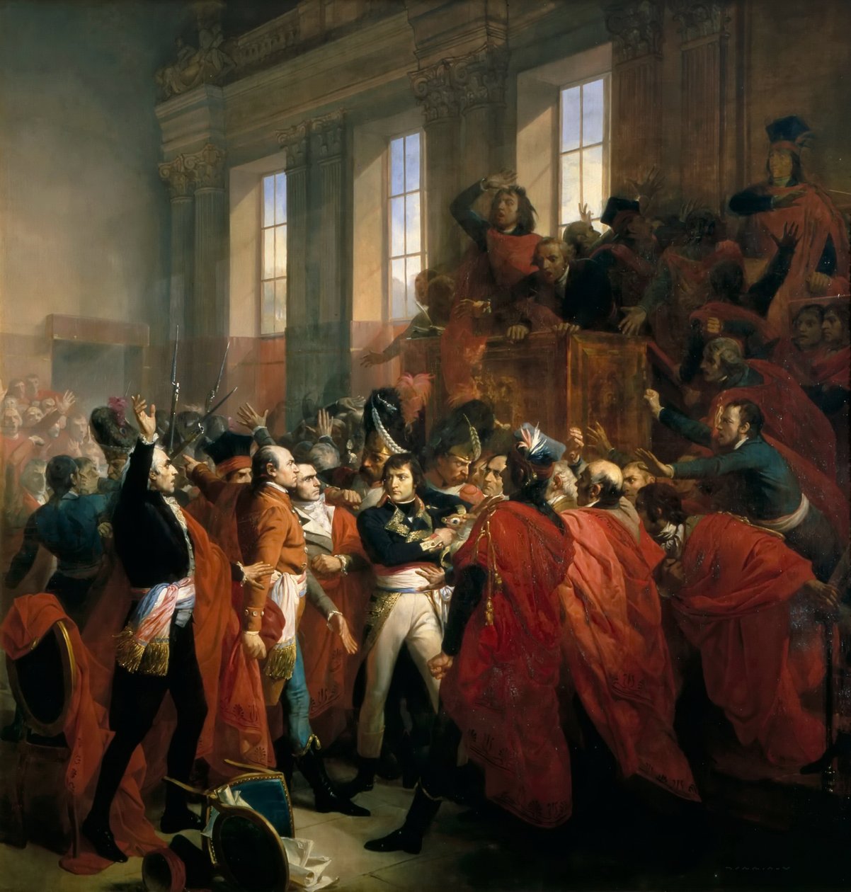 General Bonaparte cercado por membros do Conselho dos Quinhentos em Saint-Cloud, 10 de novembro de de Francois Bouchot