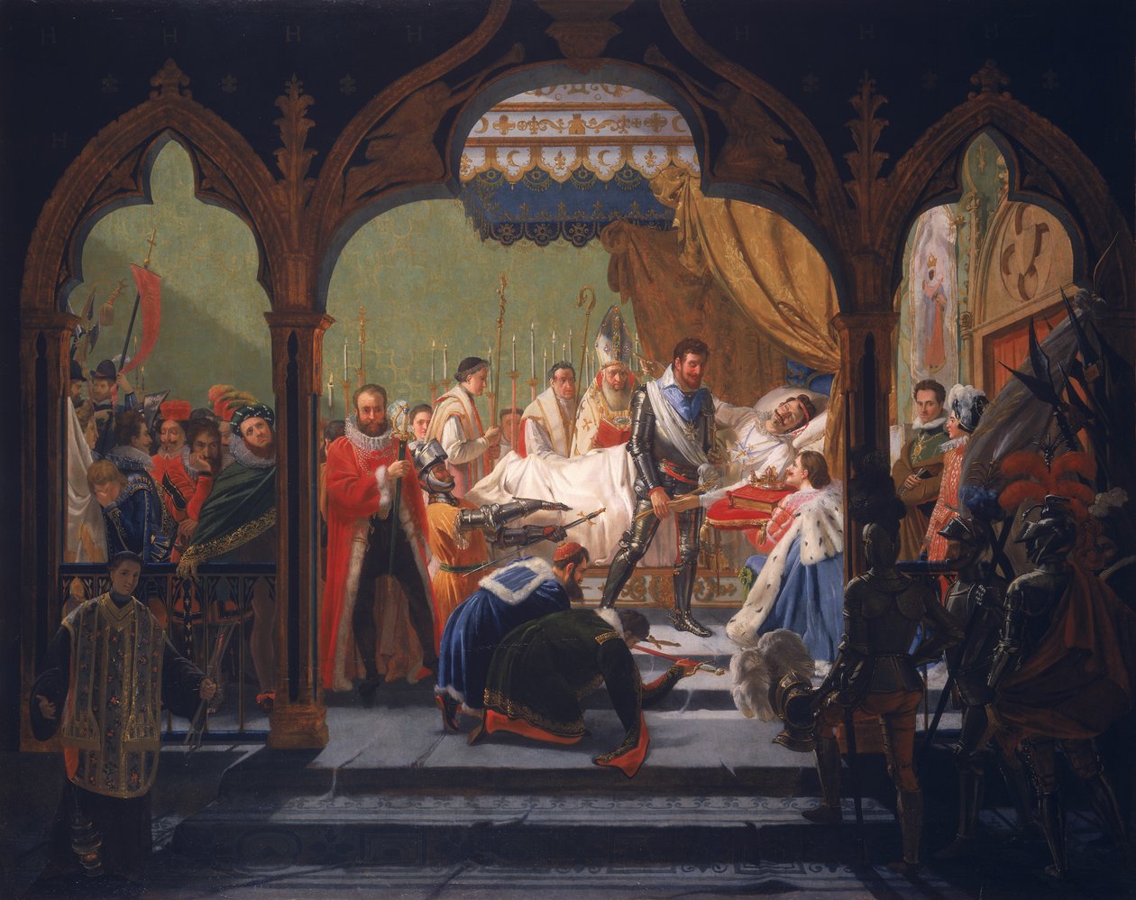 Henri IV (1553-1610) Recebendo os Atributos da Monarquia dos Agonizantes Henri III (1551-1589) 1814 de Francois Buffet