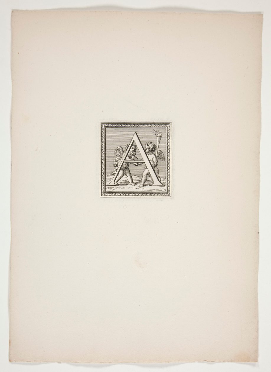Um Monograma com Putti de Francois Chauveau