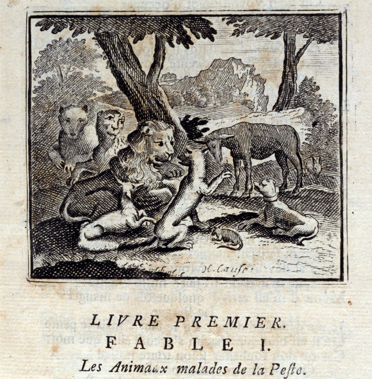 Animais doentes com a peste. Fábulas de Jean de La Fontaine (1621-95). Ilustração de François Chauveau (1613-1676). Edição de 1728. de Francois Chauveau