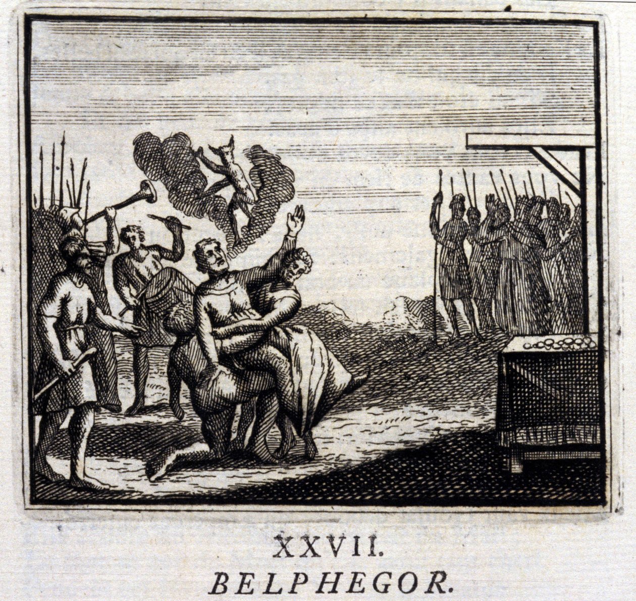 Belphegor. Fábulas de Jean de La Fontaine (1621-95). Ilustração de François Chauveau (1613-1676). Edição de 1728. de Francois Chauveau
