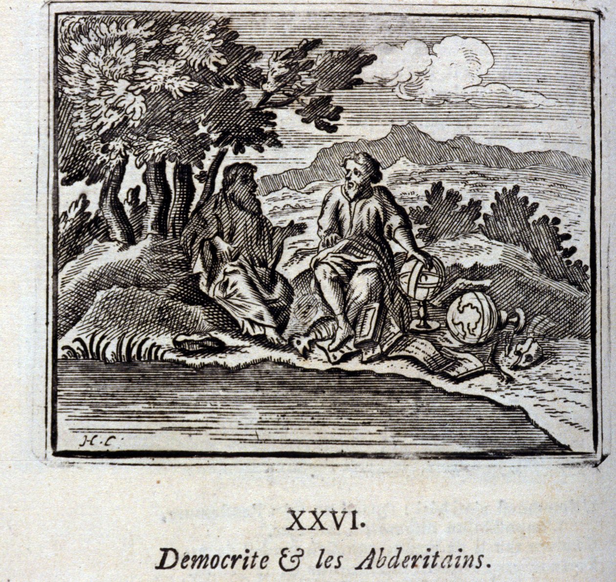 Os democratas e os abderitanos. Fábulas de Jean de La Fontaine (1621-95). Ilustração de François Chauveau (1613-1676). Edição de 1728. de Francois Chauveau