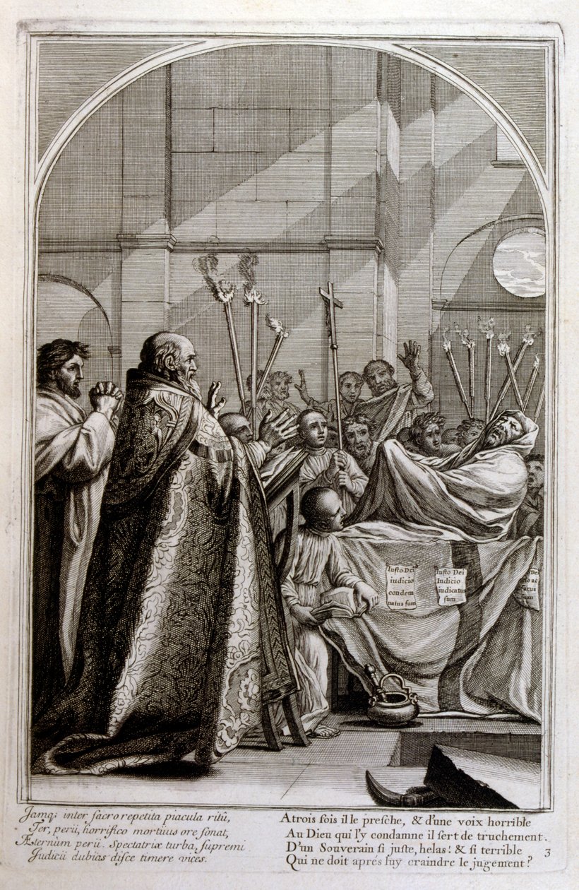 Gravura de François Chauveau 1680 "A vida de São Bruno", fundador da ordem de Chartreux de Francois Chauveau
