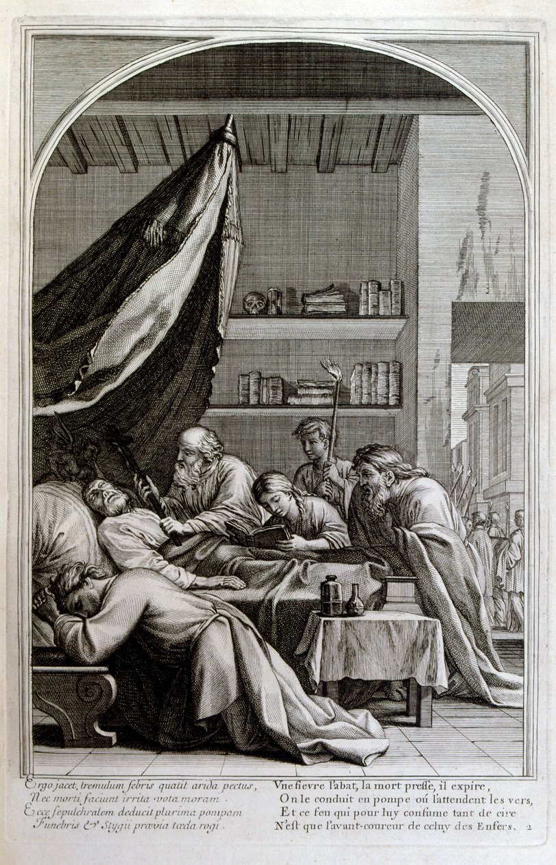 Gravura de François Chauveau 1680 "A vida de São Bruno", fundador da ordem de Chartreux de Francois Chauveau