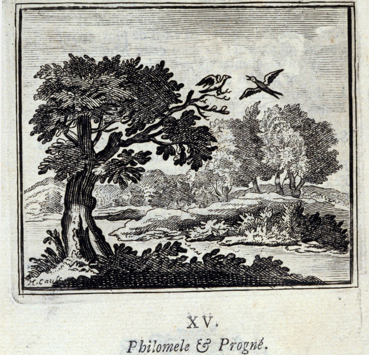 Philomele e Progne. Fábulas de Jean de La Fontaine (1621-95). Ilustração de François Chauveau (1613-1676). Edição de 1728. de Francois Chauveau