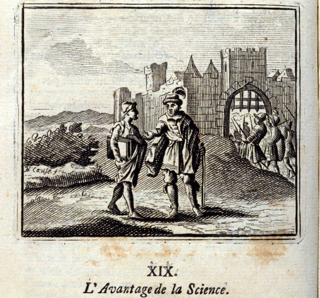 The Advantage of Science.Fables de Jean de La Fontaine (1621-95). Ilustração de François Chauveau (1613-1676). Edição de 1728. de Francois Chauveau