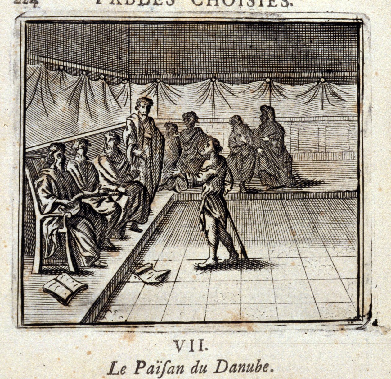 O Camponês do Danúbio. Fábulas de Jean de La Fontaine (1621-95). Ilustração de François Chauveau (1613-1676). Edição de 1728. de Francois Chauveau