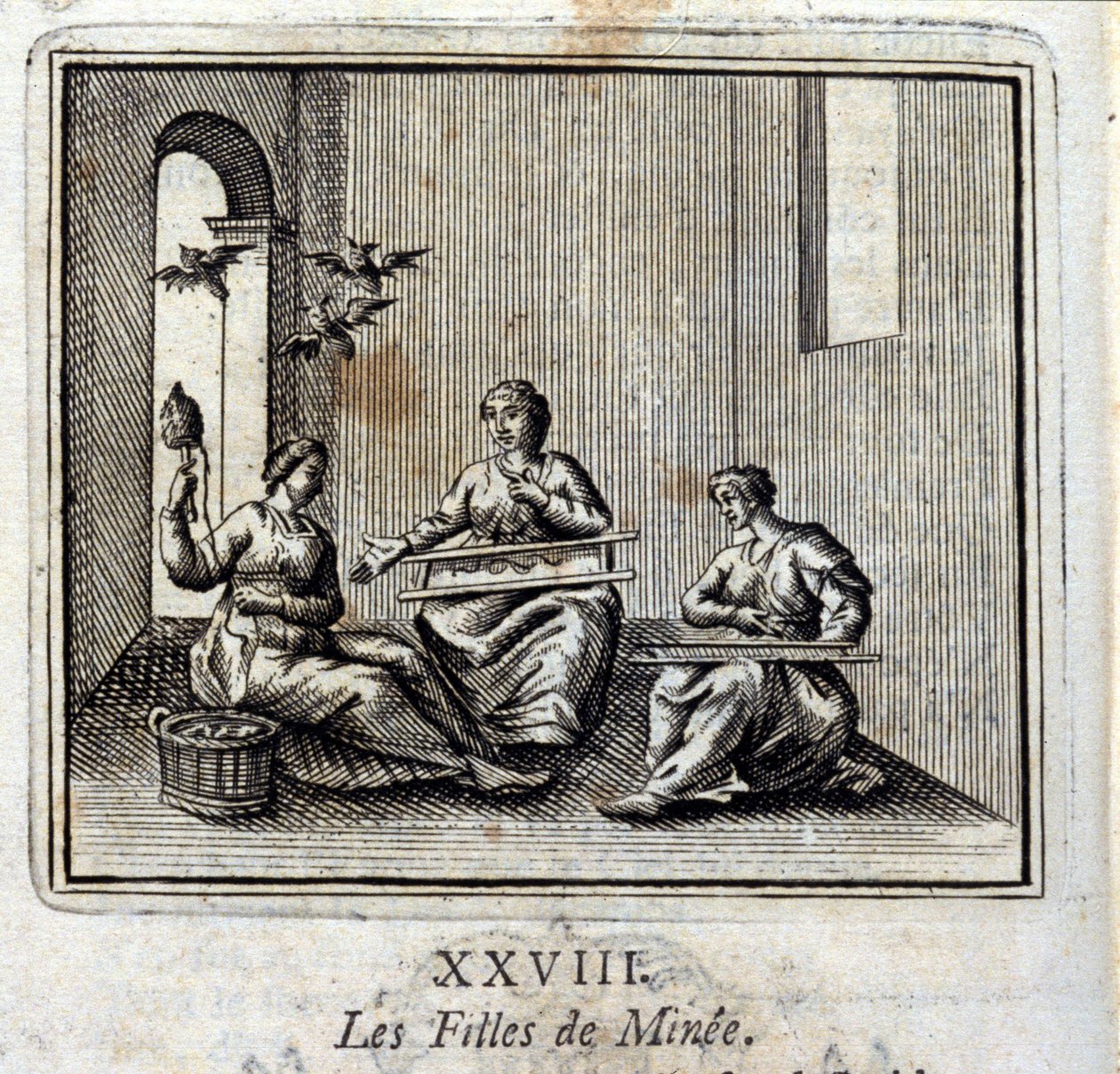 As Filhas de Minee. Fábulas de Jean de La Fontaine (1621-95). Ilustração de François Chauveau (1613-1676). Edição de 1728. de Francois Chauveau