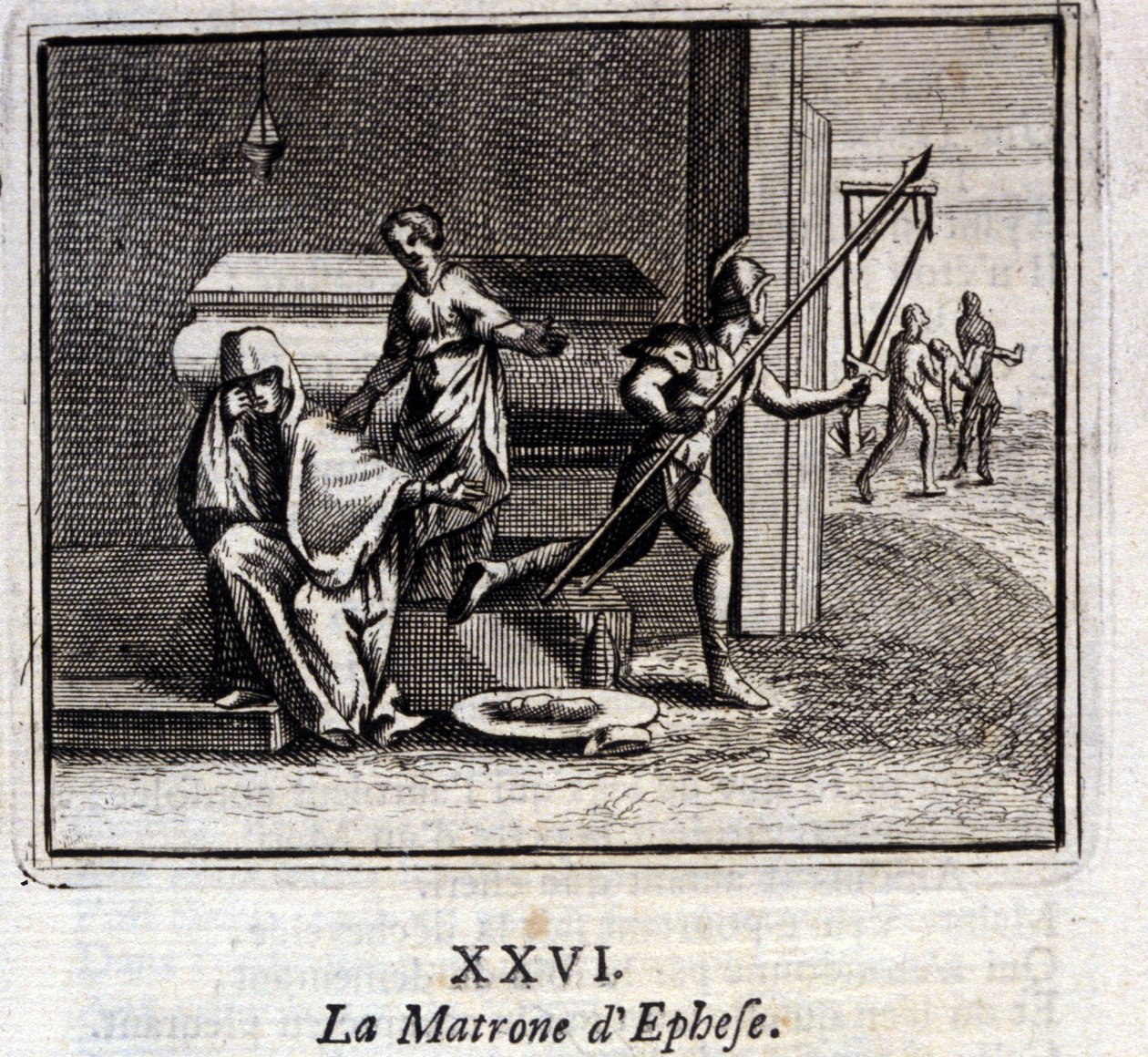 A Matrona de Éfeso. Fábulas de Jean de La Fontaine (1621-95). Ilustração de François Chauveau (1613-1676). Edição de 1728. de Francois Chauveau