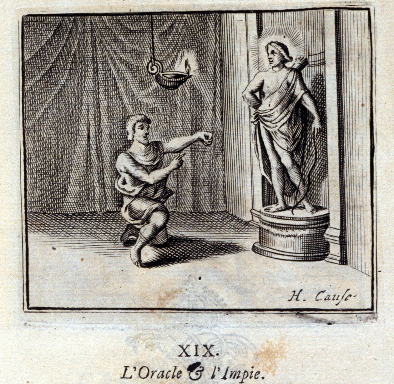 O Oráculo e os ímpios. Fábulas de Jean de La Fontaine (1621-95). Ilustração de François Chauveau (1613-1676). Edição de 1728. de Francois Chauveau