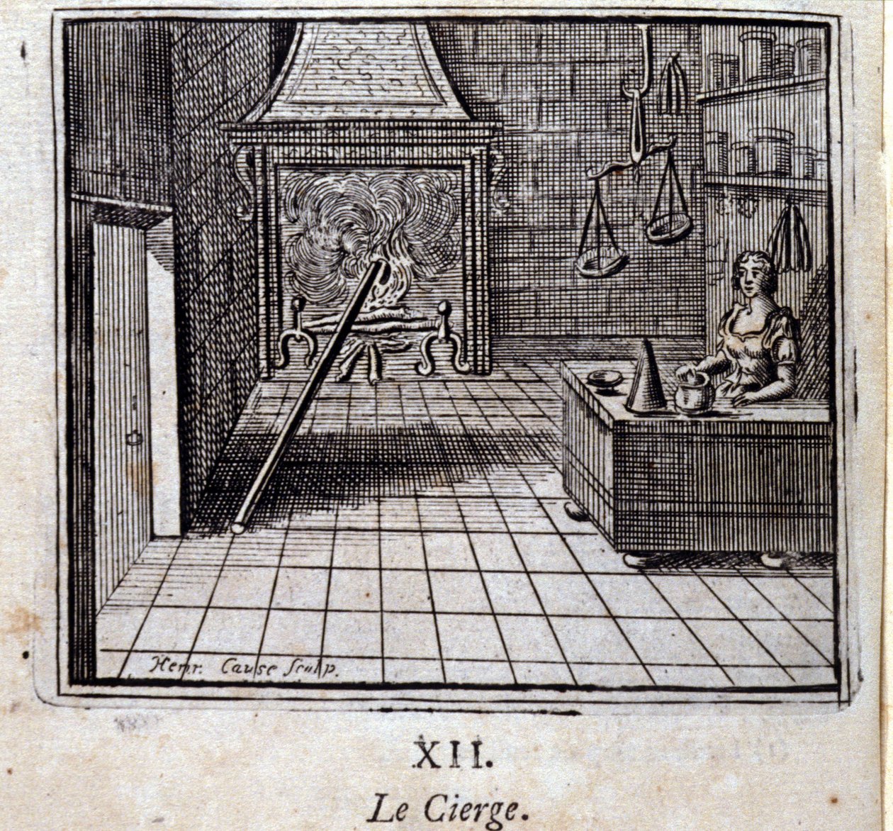 A vela. Fábulas de Jean de La Fontaine (1621-95). Ilustração de François Chauveau (1613-1676). Edição de 1728. de Francois Chauveau