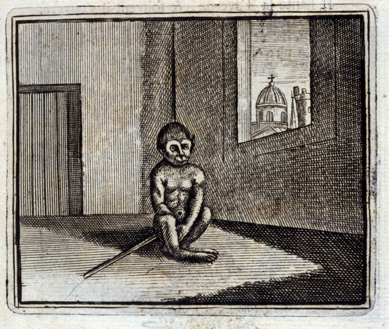 O macaco. Fábulas de Jean de La Fontaine (1621-95). Ilustração de François Chauveau (1613-1676). Edição de 1728. de Francois Chauveau