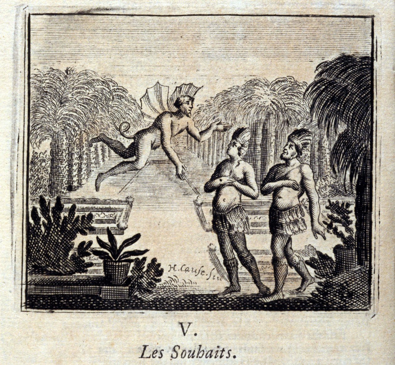 Desejos. Fábulas de Jean de La Fontaine (1621-95). Ilustração de François Chauveau (1613-1676). Edição de 1728. de Francois Chauveau