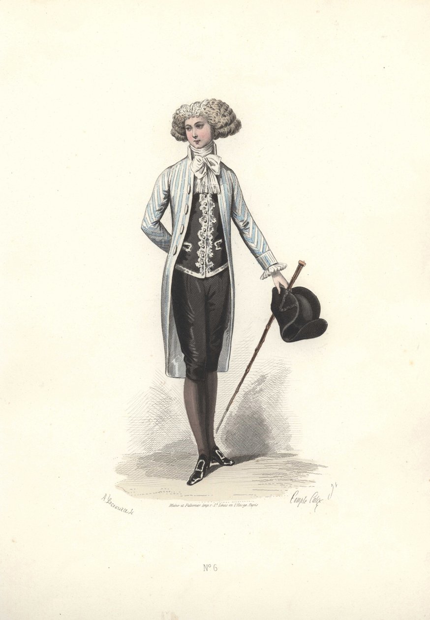 Homem elegante de casaco às riscas, era de Maria Antonieta. de Francois Claudius Compte Calix