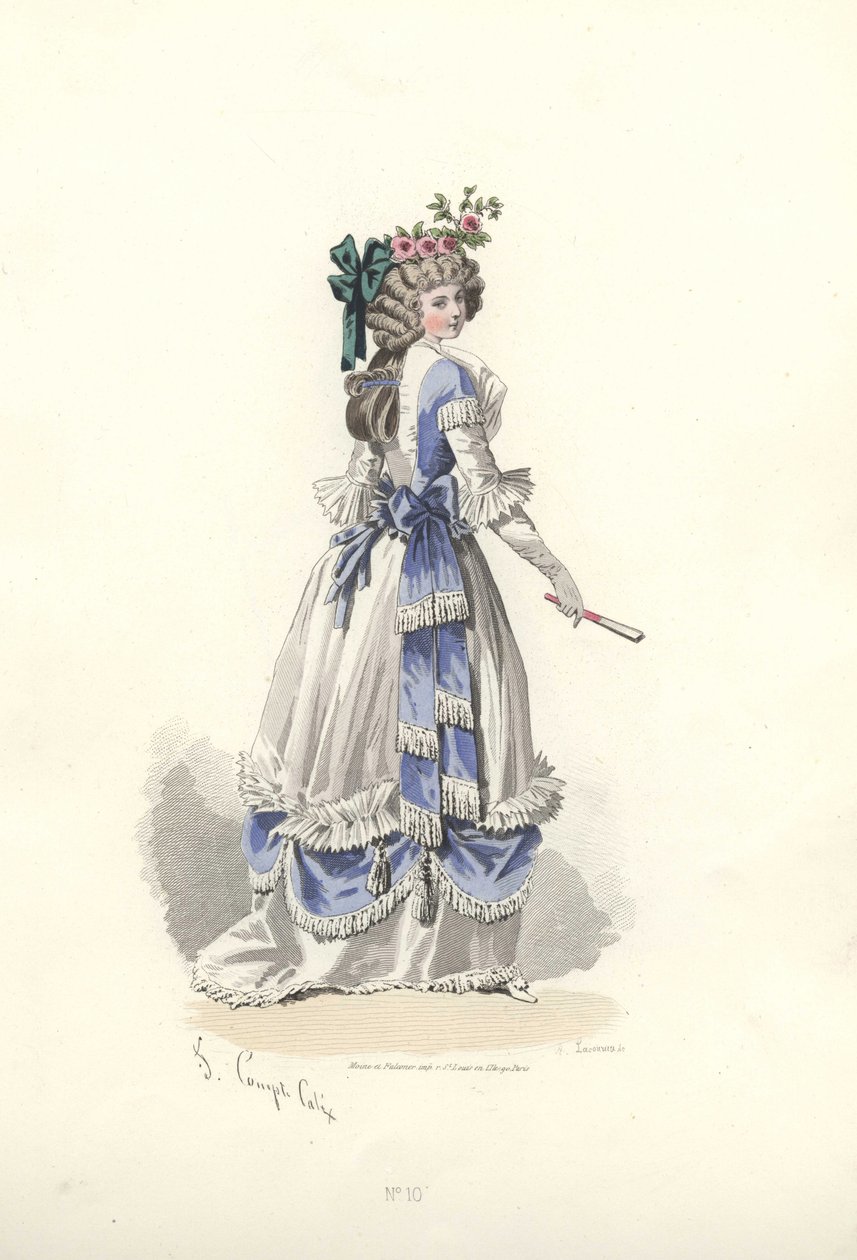 Mulher de vestido com folhos de fita, era de Maria Antonieta. de Francois Claudius Compte Calix
