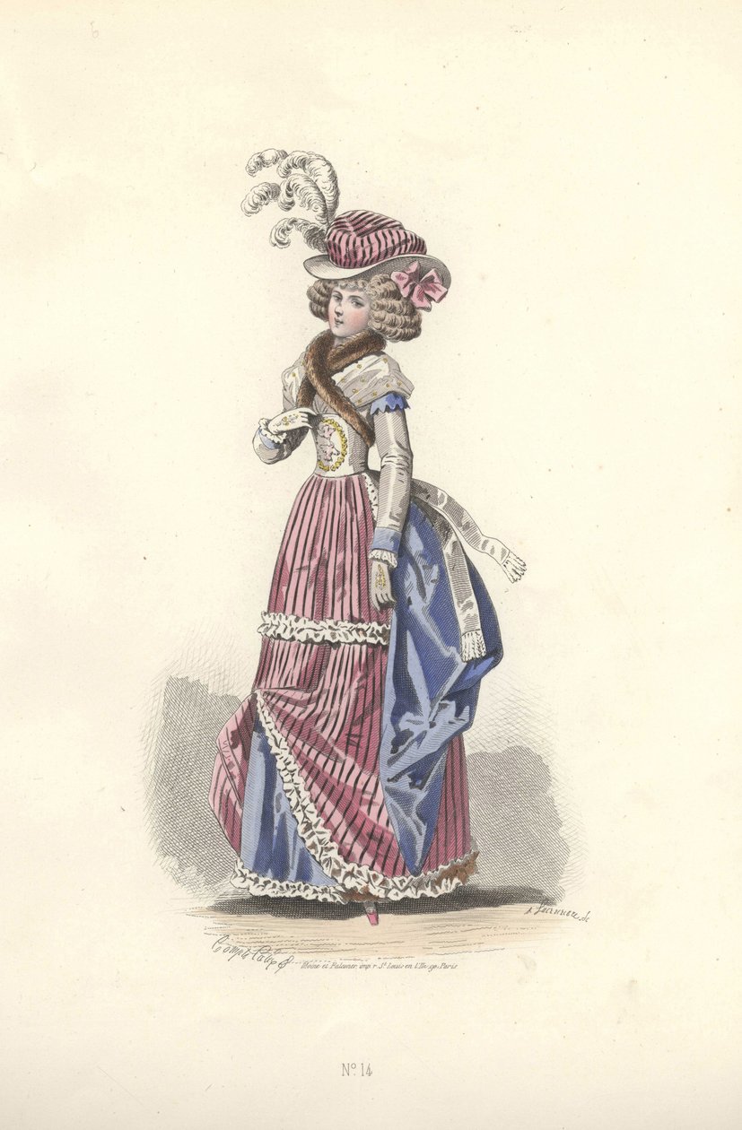 Mulher em traje tricolor, era de Maria Antonieta. de Francois Claudius Compte Calix