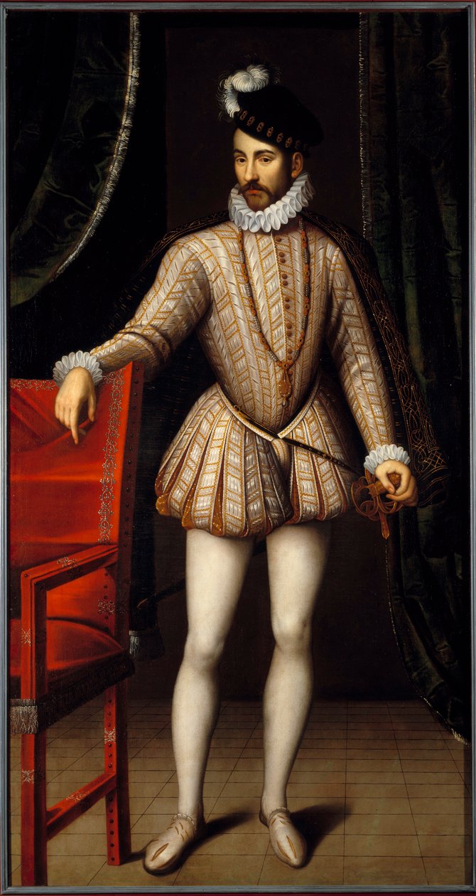 Retrato no pé de Carlos IX (1550 - 1574) rei da França. Pintura de François Clouet (1515-1572) de François Clouet