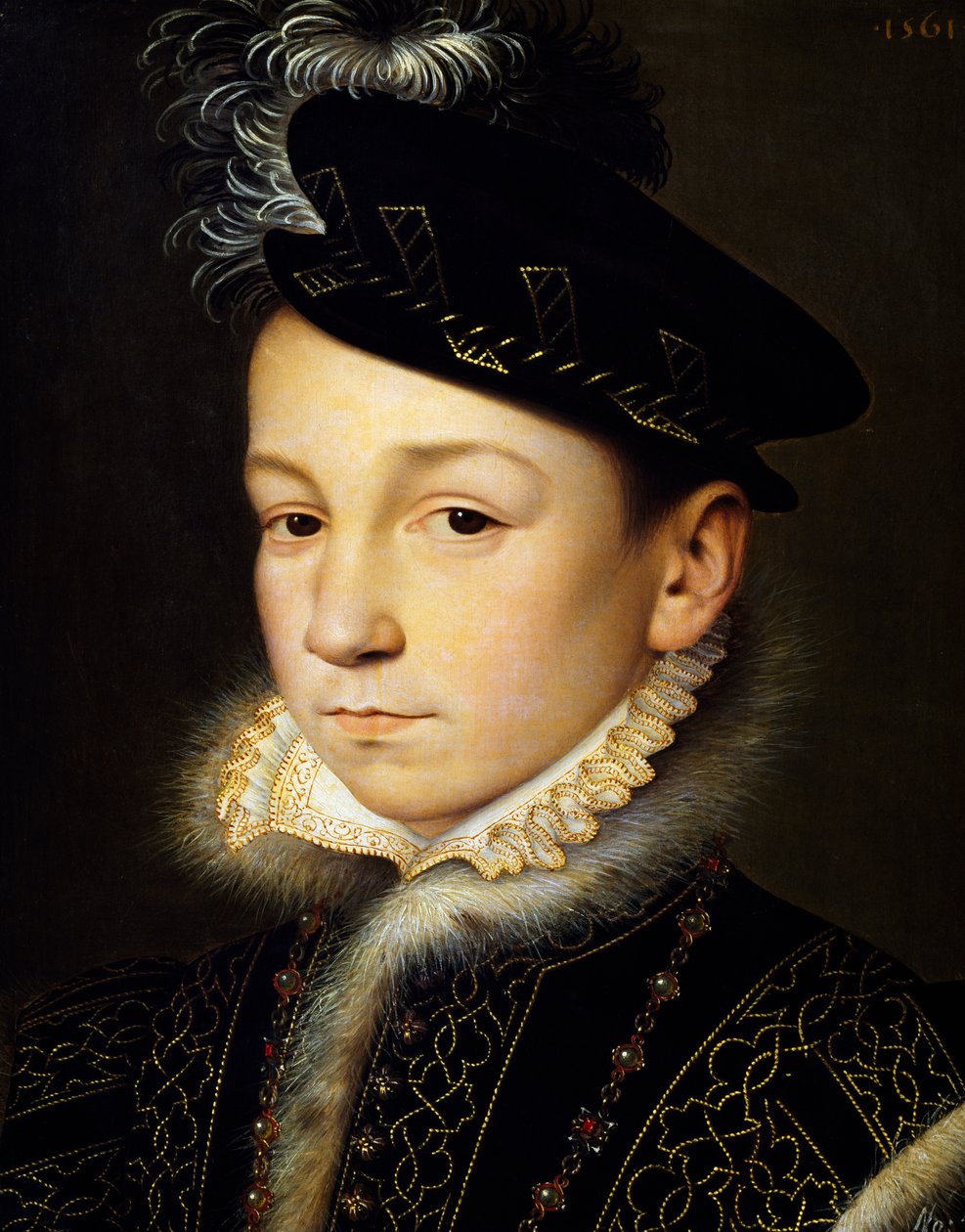 Retrato de Carlos IX de Valois, rei de França de François Clouet