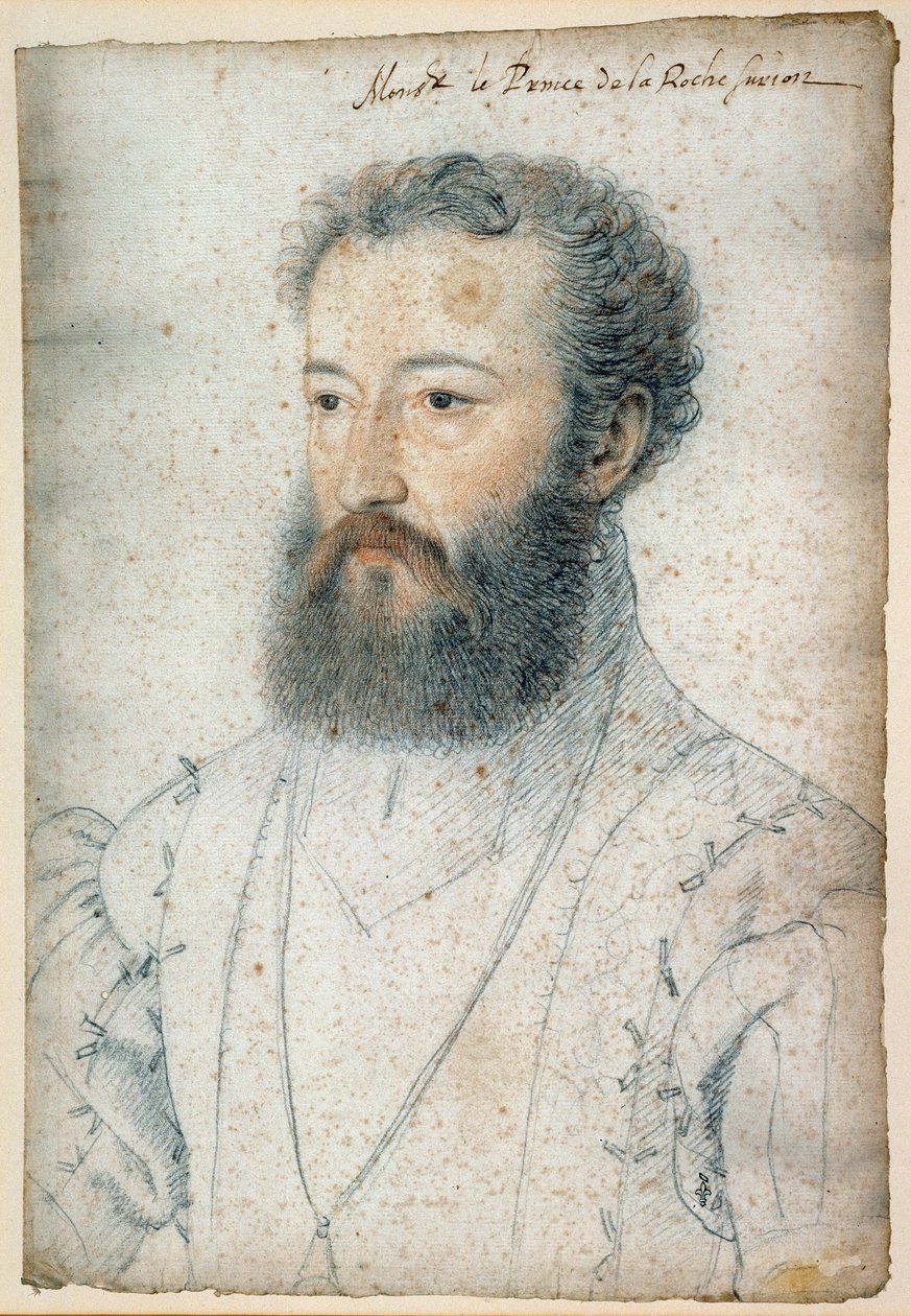 Retrato de Charles de Bourbon, Príncipe de La Roche - sur - Yon (1515-1565). Desenho de sangue e pedra negra por Clouet François (1515-1572) de François Clouet