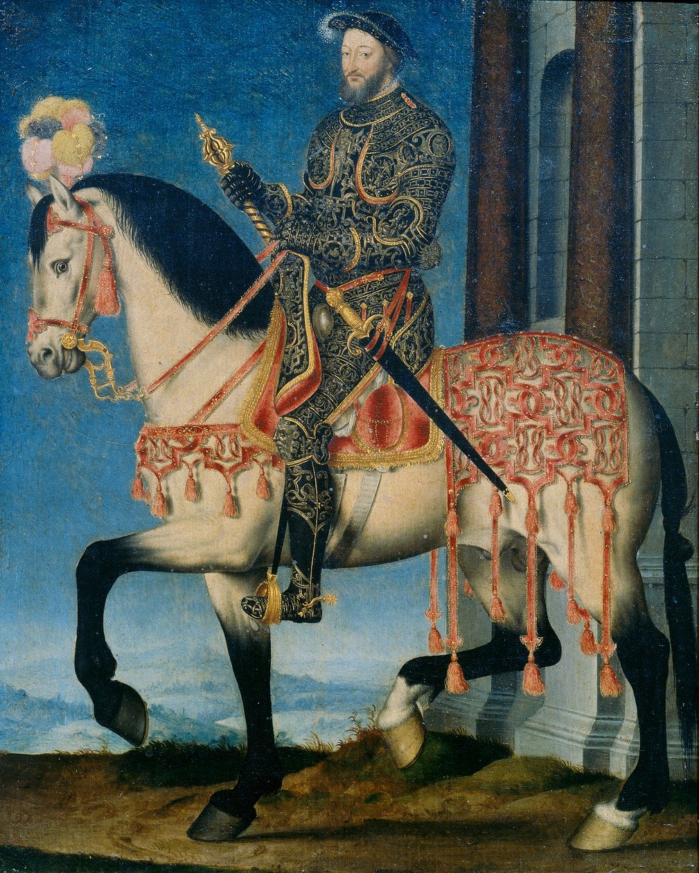 Retrato de Francisco I da França a cavalo de François Clouet
