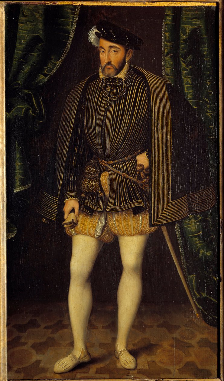 Retrato de Henrique II (1519 - 1559) Rei de França. Pintura do atelier de François Clouet (1515-1572) de François Clouet