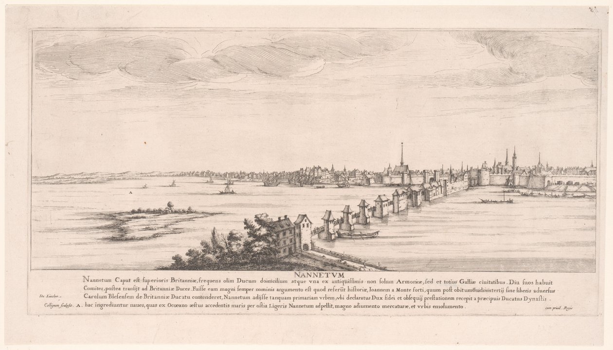 Vista de Nantes Nannetum (título no objeto) Riverscapes na França (título da série) de Francois Collignon