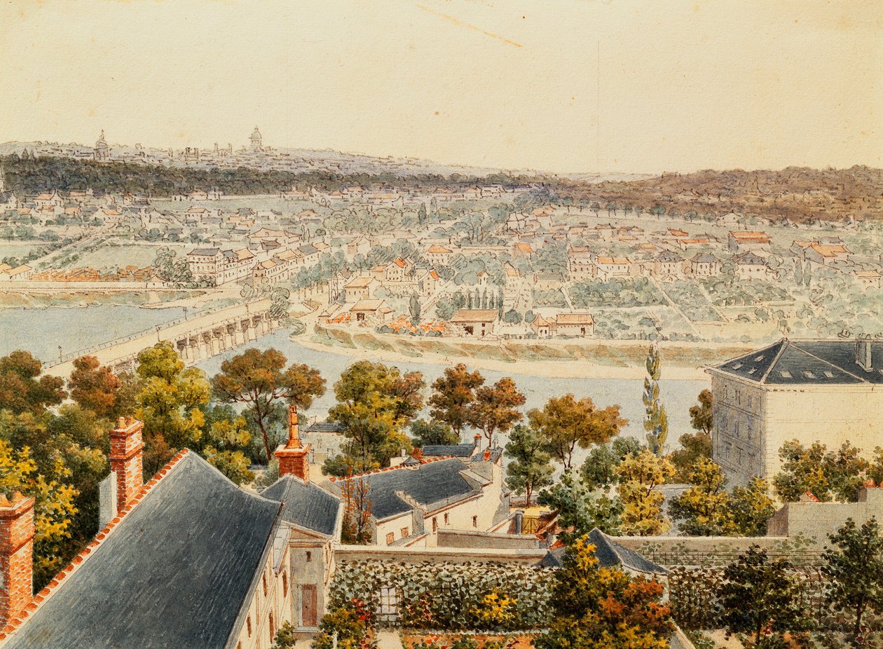 Uma vista de Paris das alturas de Saint Cloud, 1791 de Francois Debret
