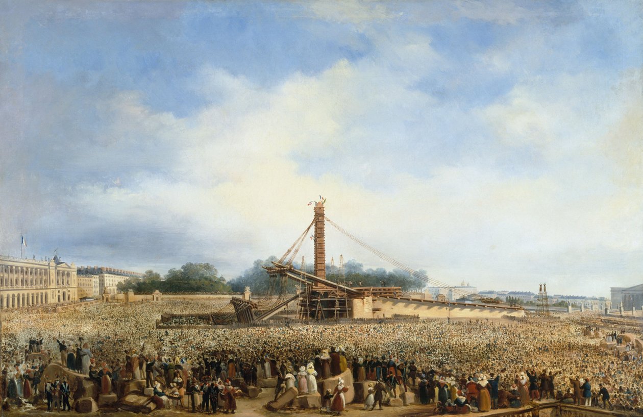 Montagem do obelisco de Louqsor na Praça da Concórdia, 25 de outubro de Francois Dubois