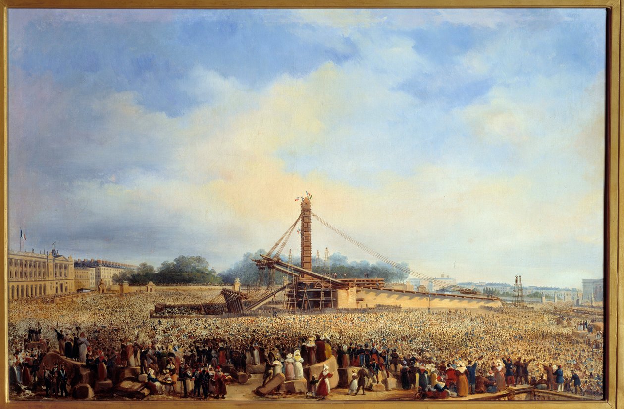 Ereção do obelisco de Luxor place de la concorde em Paris (25 de outubro de Francois Dubois