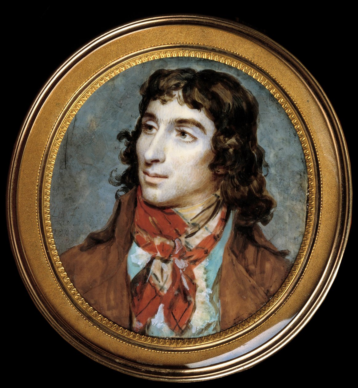 Retrato de Camille Desmoulins (1760-1794). Pintura em miniatura de François Dumont (1751-1831)? Diam 0,065 m. - Retrato de Camille Desmoulins (1760-1794). Pintura em miniatura. Pintura de François Dumont (1751-1831)? 0,065 m. Museu do Louvre, Paris de Francois Dumont