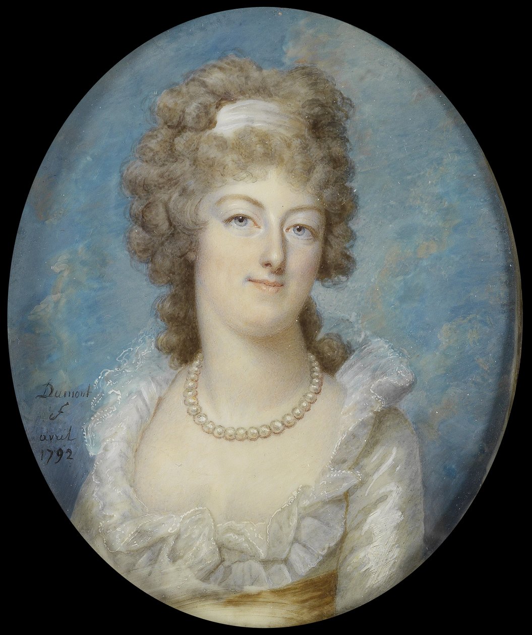 Retrato da rainha Maria Antonieta com um colar de pérolas, 1792 de Francois Dumont