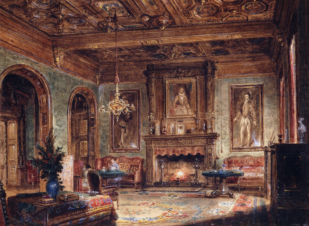 O salão de beleza no Chateau de Marchais, 1852 de Francois Edme Ricois