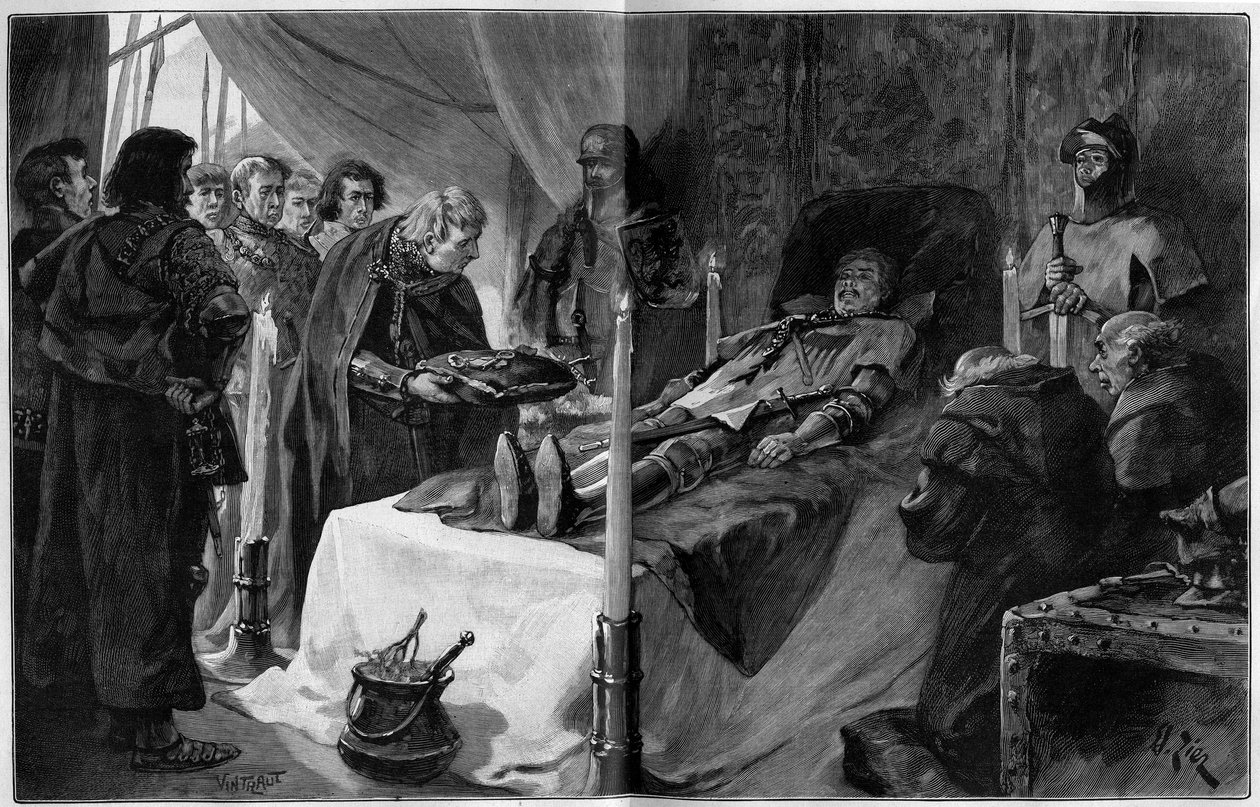 Guerra dos Cem Anos: morte do Connetable Bernard du Guesclin (1320-1380) de Francois Edouard Zier