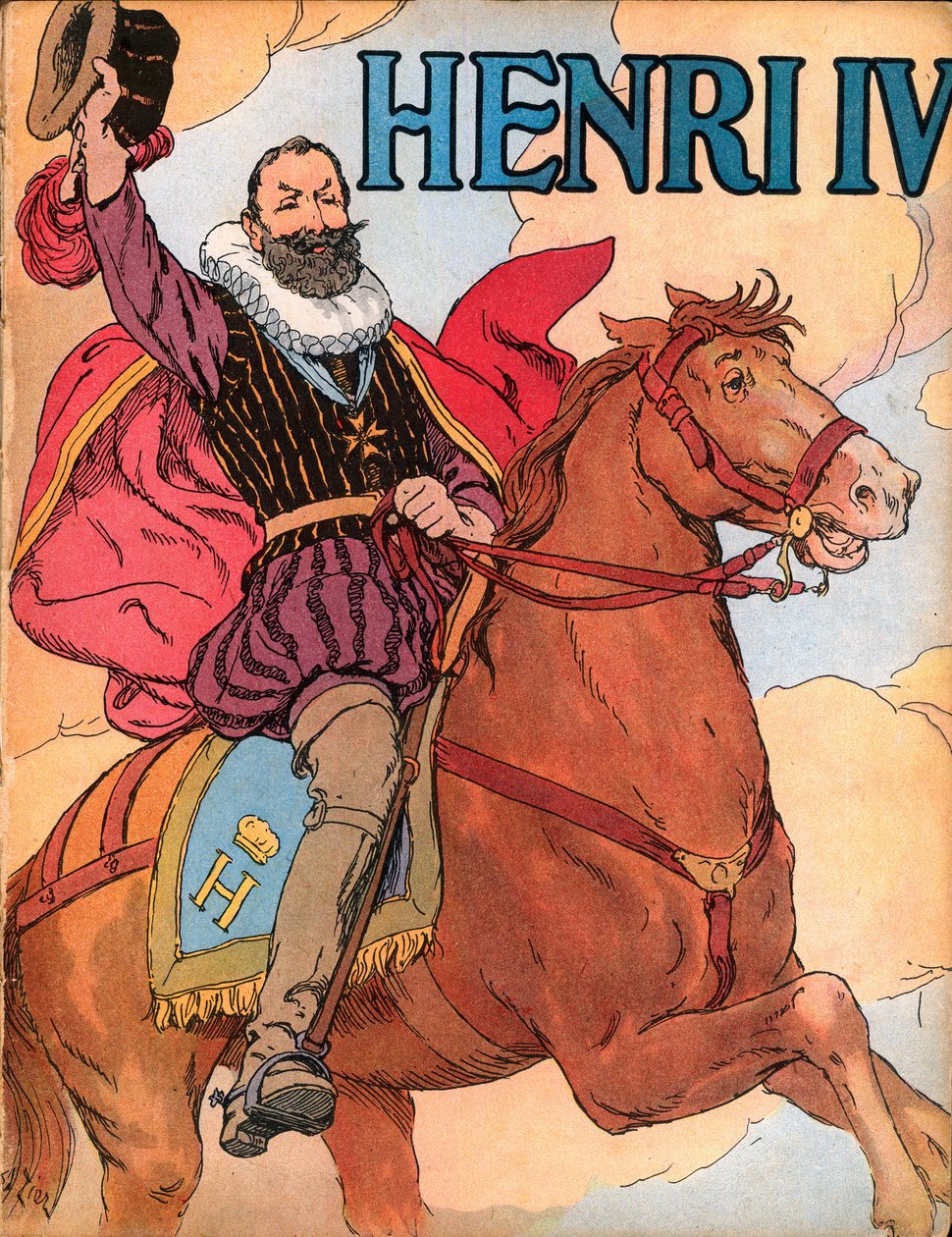 Rei Henrique IV (1553-1610) (Rei da França Henrique IV) Ilustração de François Edouard Zier (1856-1924) em Our-glories-nationales" 1920 de Francois Edouard Zier
