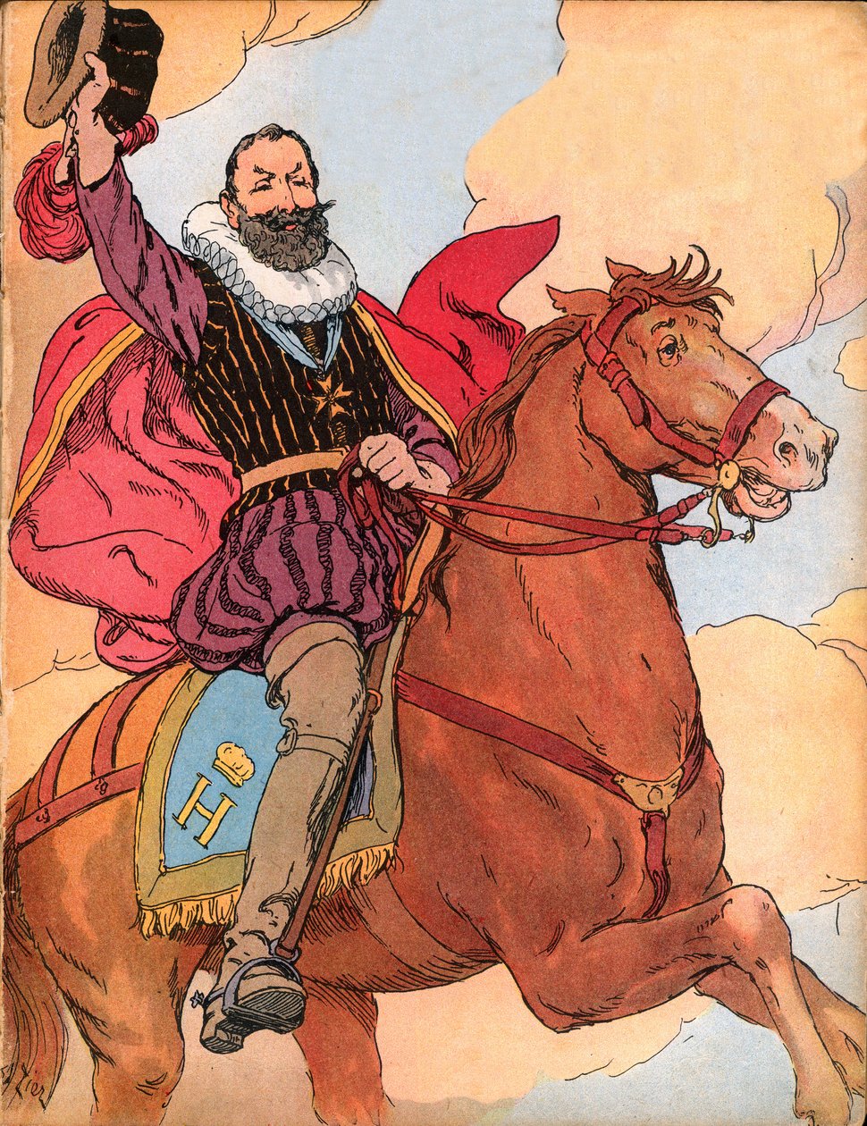 Rei Henrique IV (1553-1610) (Rei da França Henrique IV) Ilustração de François Edouard Zier (1856-1924) em Our-glories-nationales" 1920 de Francois Edouard Zier