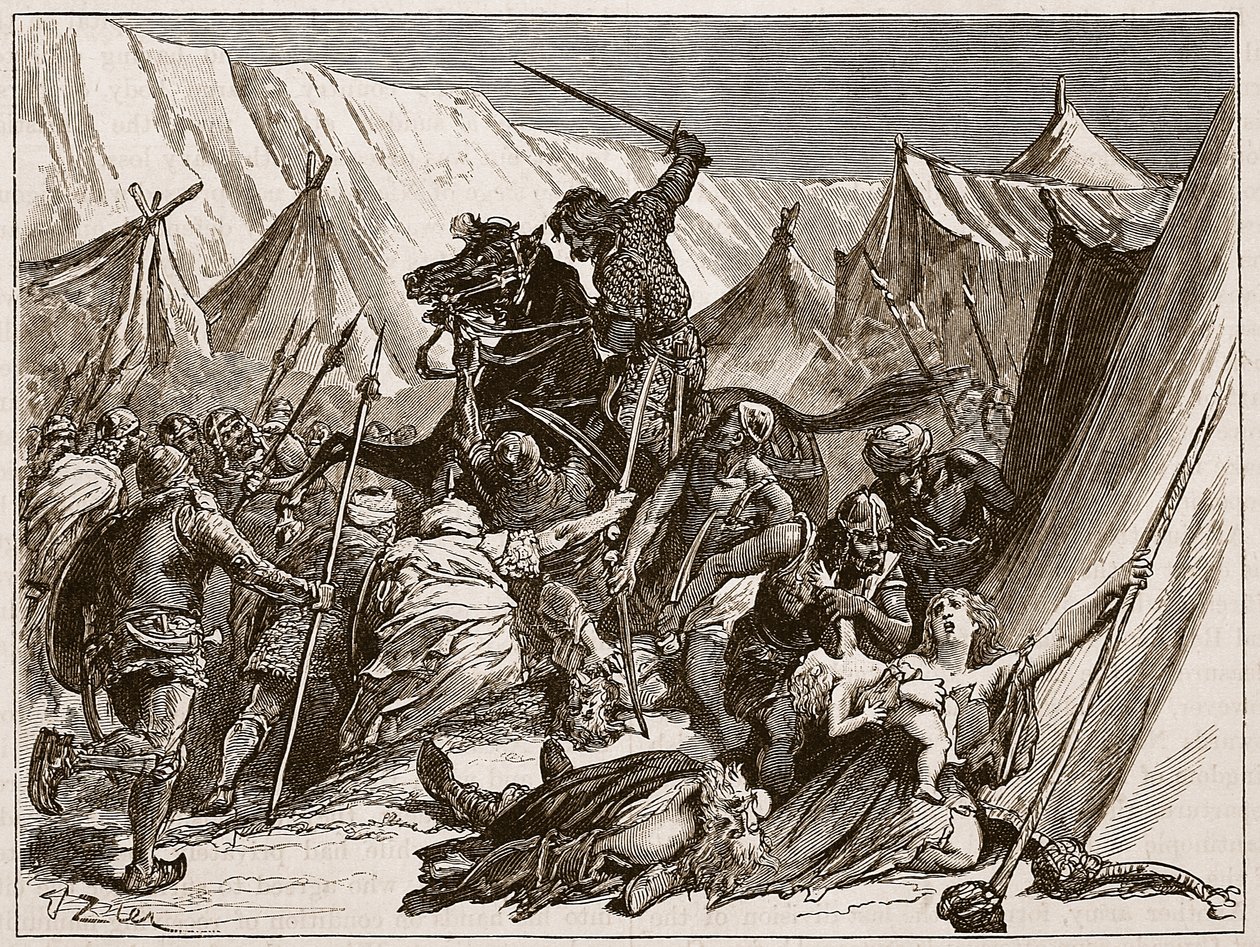 Robert da Normandia reunindo os cruzados, ilustração de &39;História Ilustrada de Cassell da Inglaterra&39; (foto sépia) de Francois Edouard Zier