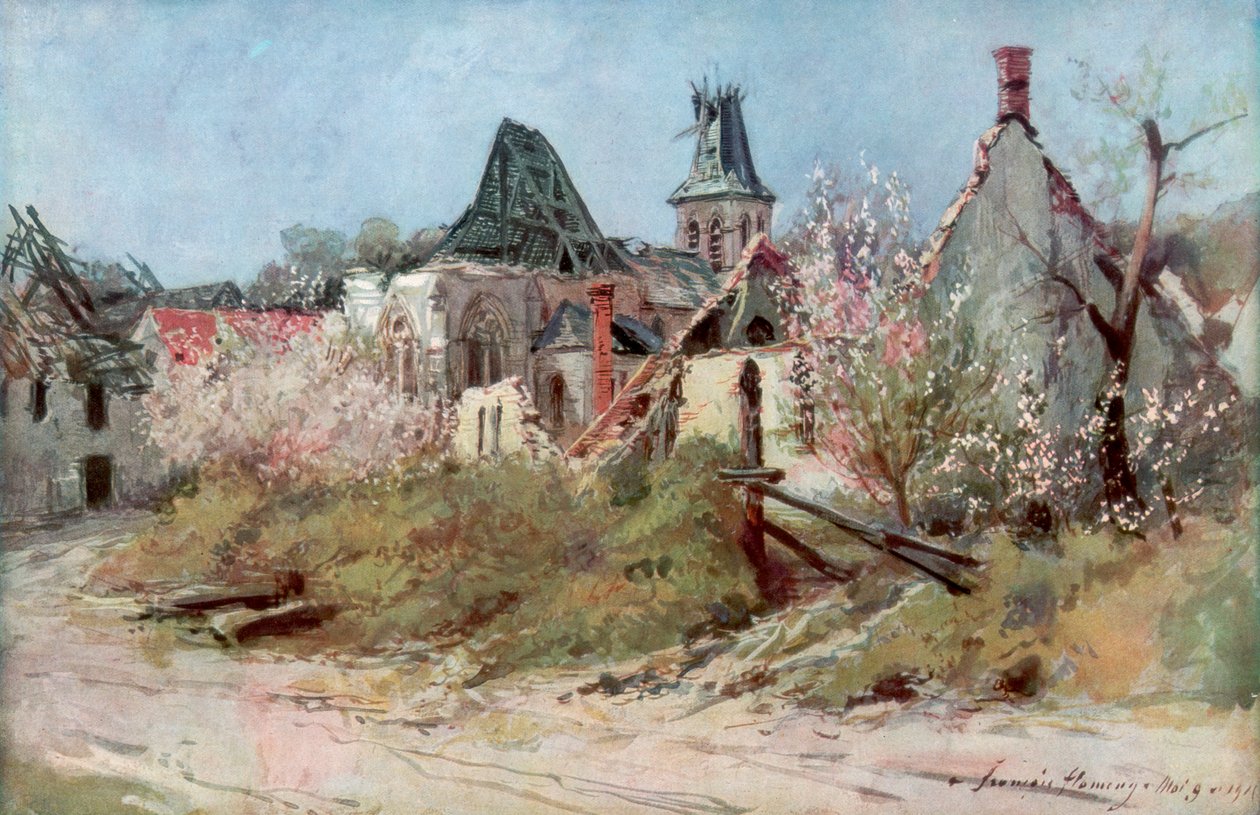 Na vila de Craonnelle, 9 de maio de 1917, 1917, 1926. de Francois Flameng