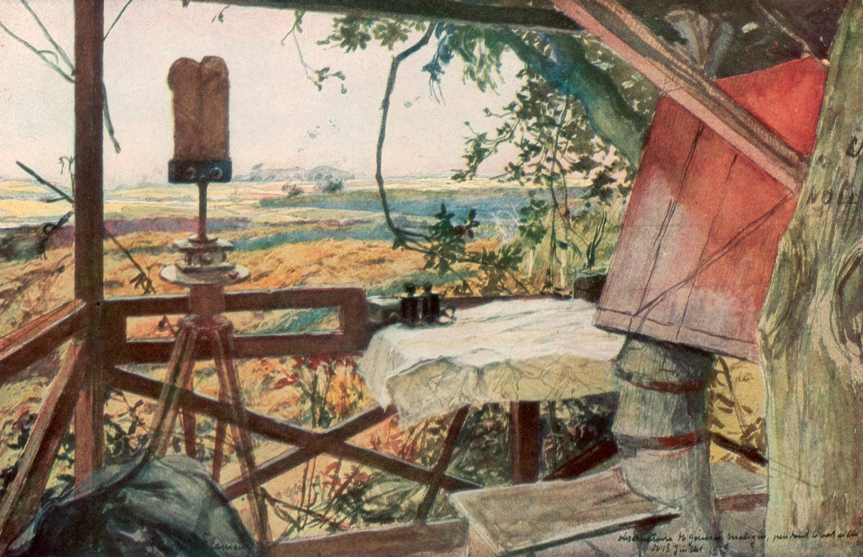 Posto de observação do General Mangin, 18 de julho de 1918, Villers-Cotterets, Aisne, França, 1926. de Francois Flameng