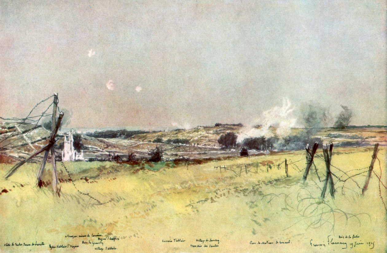 A Igreja de Ablain e Souchez, Artois, França, 19 de junho de 1915, 1926. de Francois Flameng