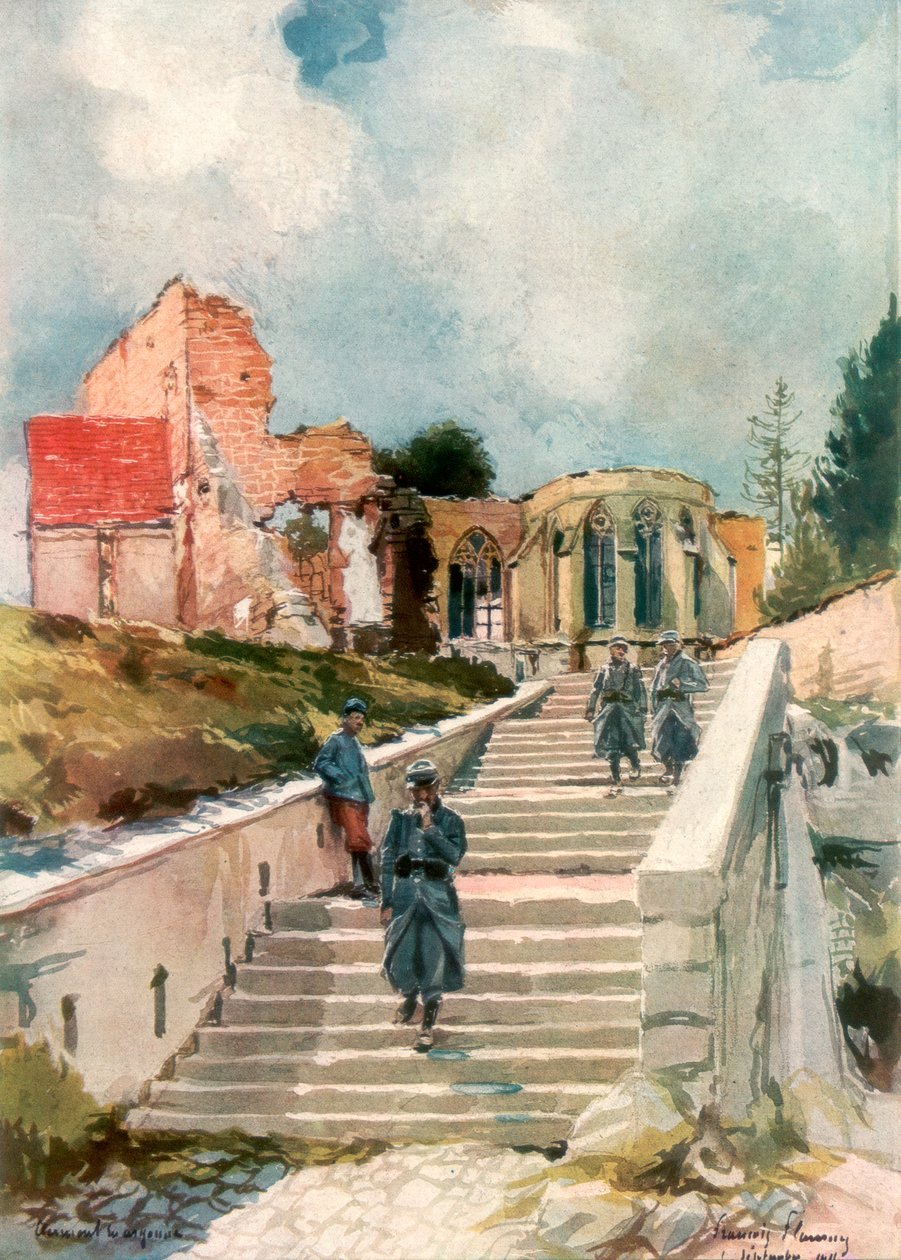 A Igreja de Clermont-en-Argonne, França, 1915, 1926. de Francois Flameng