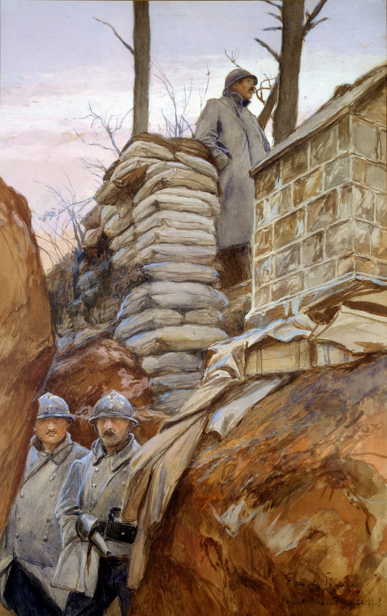 O mirante Mont Renault (Abril de 1918). Pintura de François Flameng (1856 - 1923) de Francois Flameng