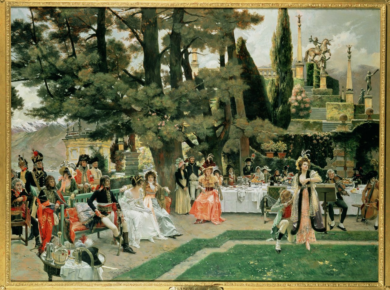 A recepção de Napoleão I na Isola Bella no 5º ano de seu reinado de Francois Flameng