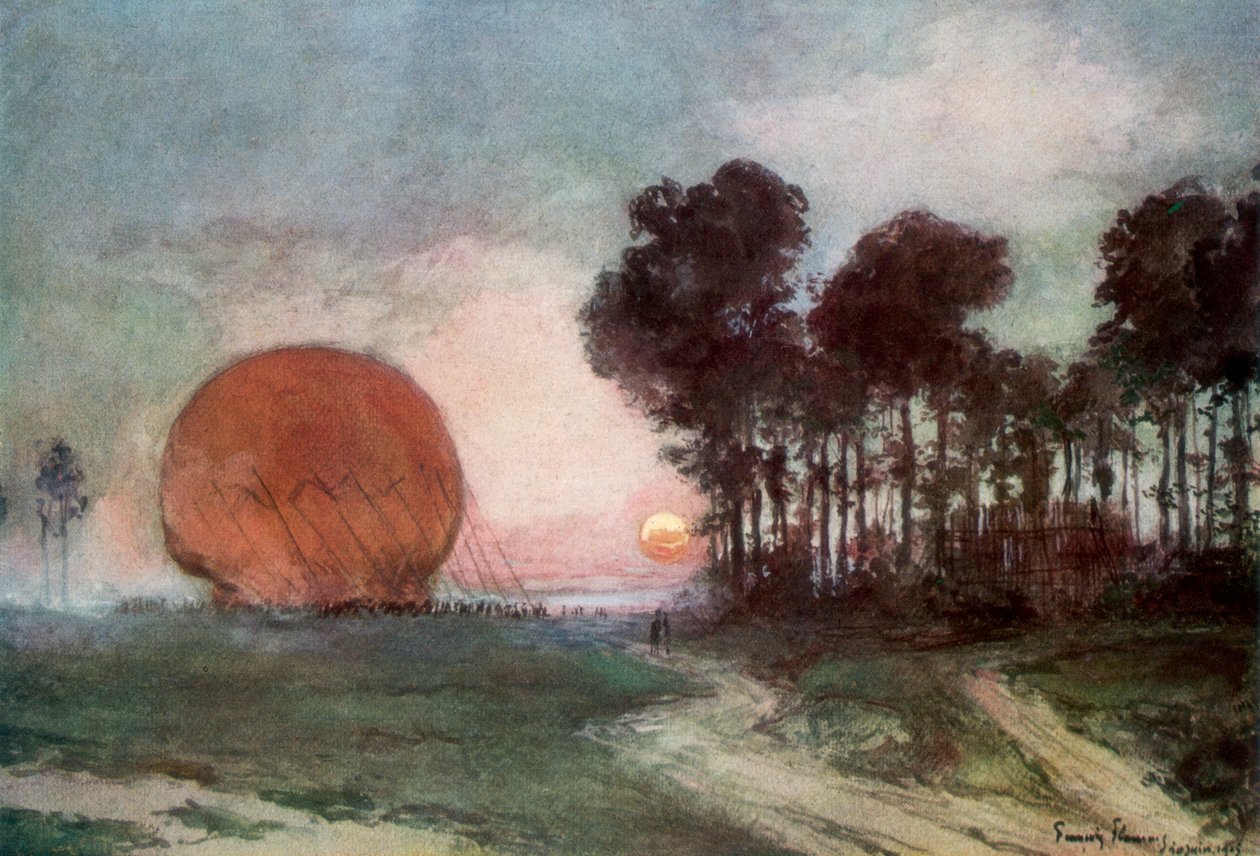 O retorno do balão, Artois, França, 10 de junho de 1915, 1926 de Francois Flameng