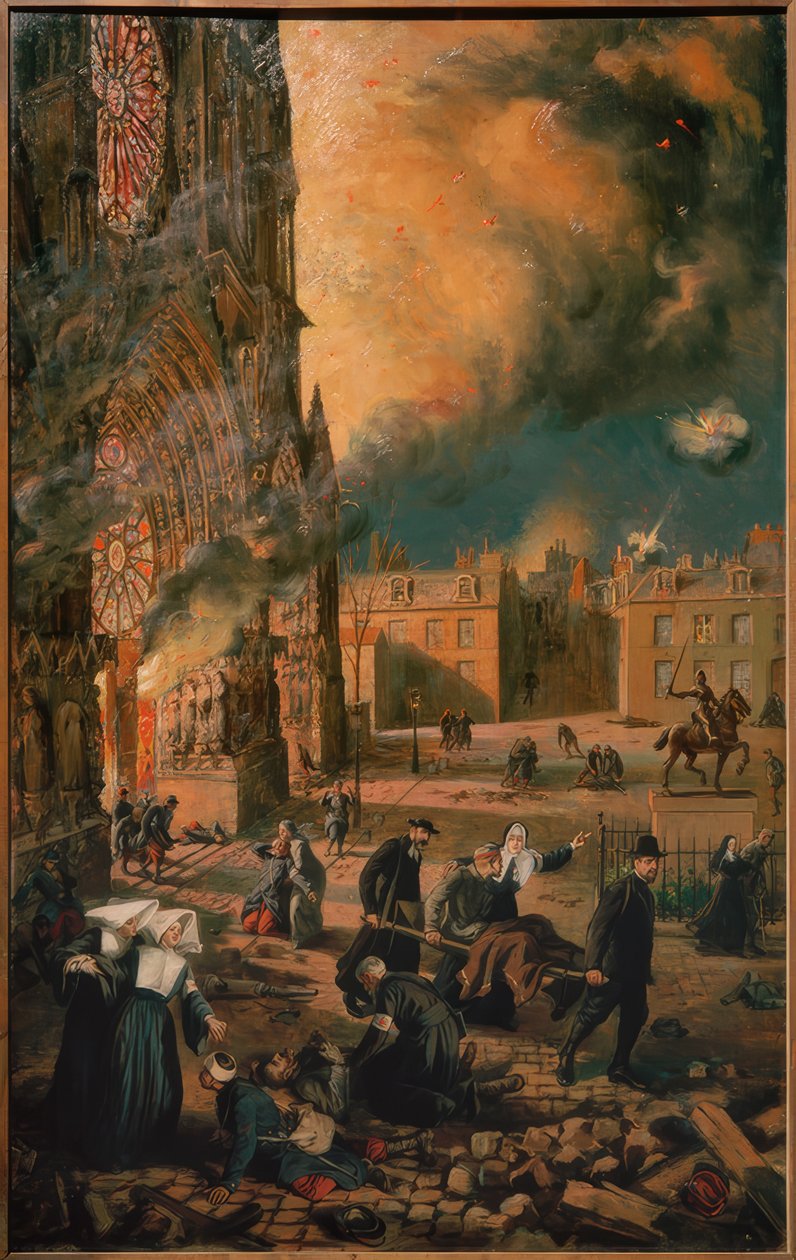 Catedral de Reims em chamas de Francois Fournier Sarloveze
