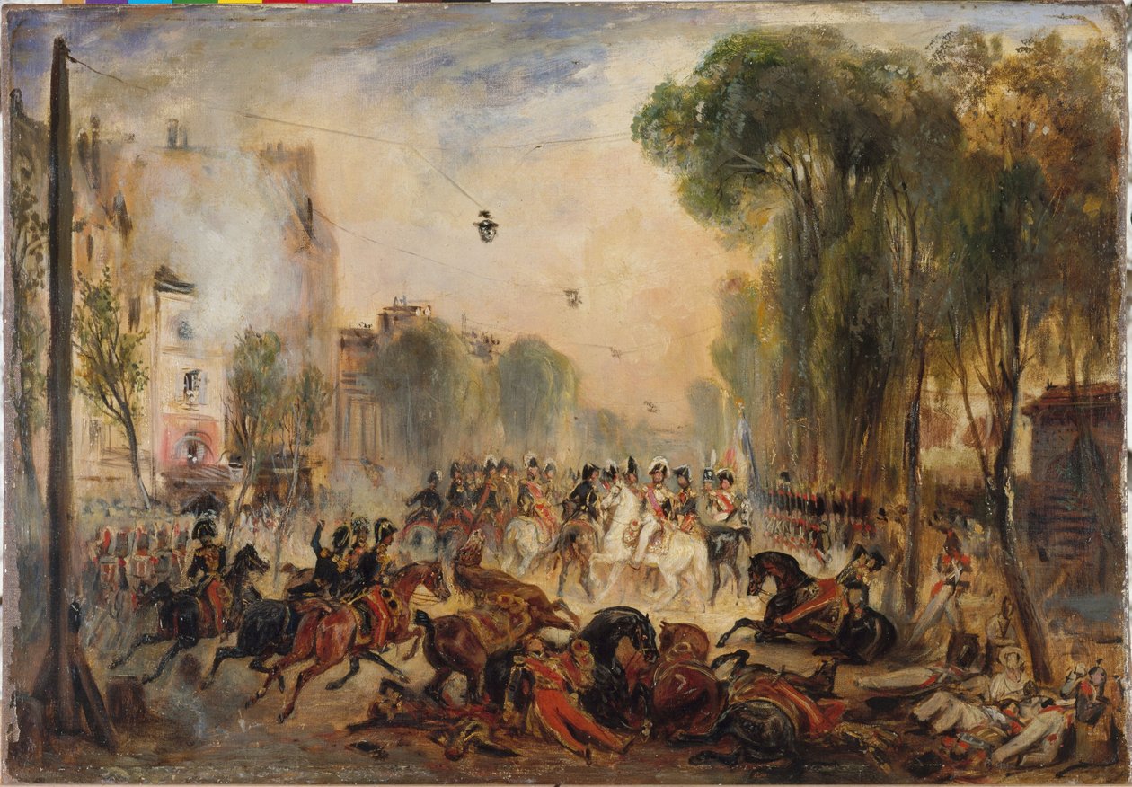 O ataque de Fieschi, boulevard du Temple, 28 de julho de Francois Gabriel Guillaume Lepaulle