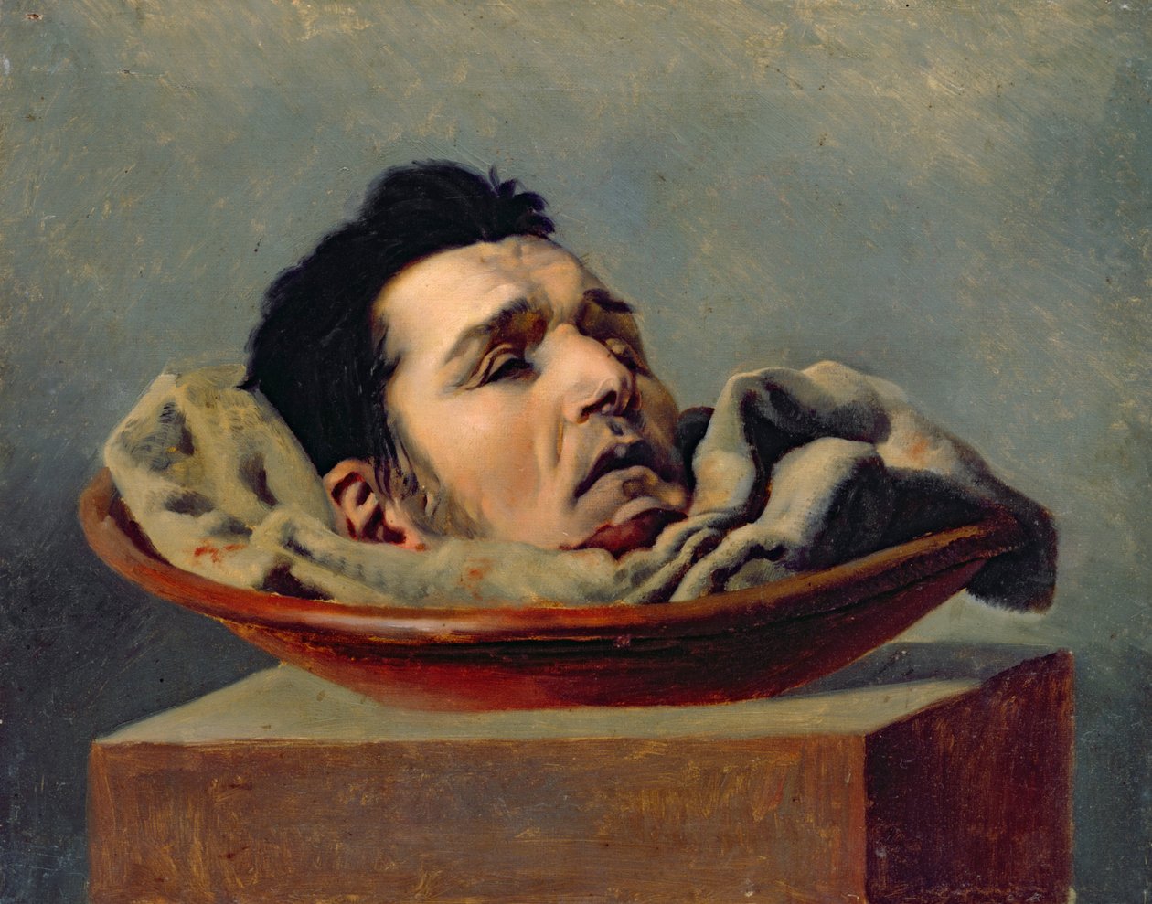 Cabeça guilhotinada de um parricídio executado em Puy em 1825 de Francois Gabriel de Becdelievre
