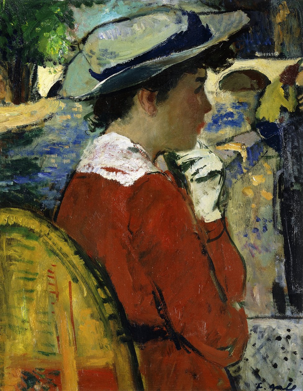 Eugenie sobre a costa do Sena; Eugenie sur les frais de la Seine, c.1946-47 (óleo a bordo) de Francois Gall